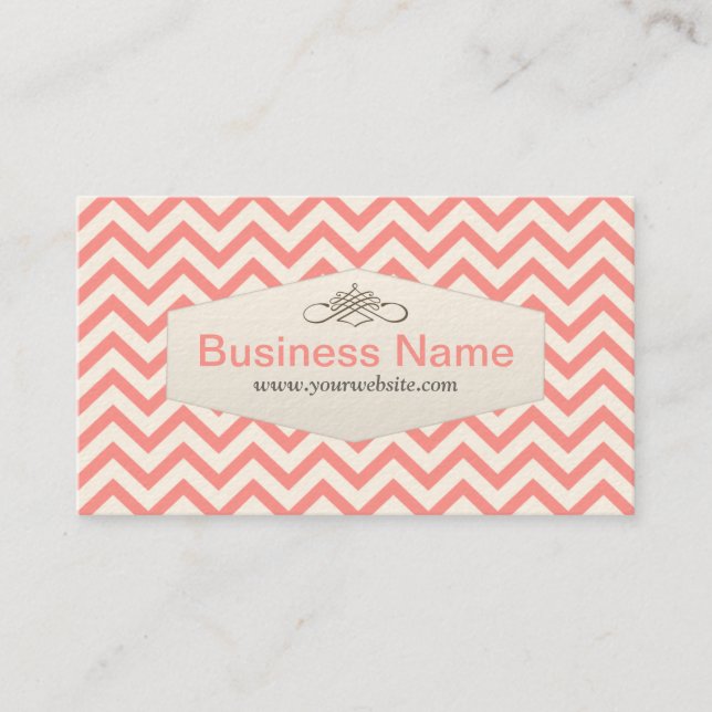 Girly Pink Chevron Pet Nanny Business Card (Front)