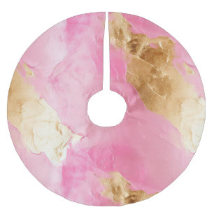 Girly Pink Chic Glam Gold  Brushed Polyester Tree Skirt