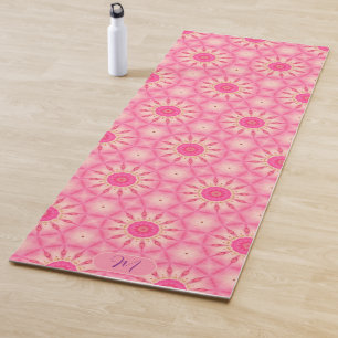 Girly Pink Circular Pattern Colourful Yoga Mat
