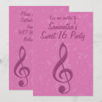 Girly Pink Clef and Musical Notes Birthday Party