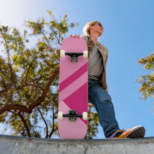 Girly pink colour block skateboard