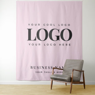 Girly Pink Company Business Logo Event Backdrop Tapestry