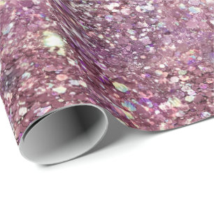 Girly Pink Confetti Sparkle Wrapping Paper