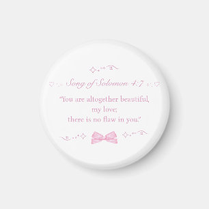 Girly Pink Coquette Bow Christian Bible Verse Magnet