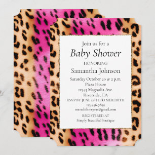 Girly Pink Cream Leopard Print Invitation