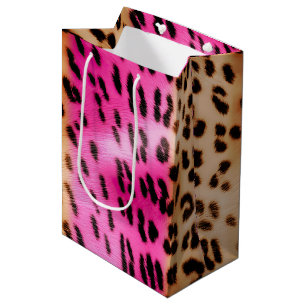 Girly Pink Cream Leopard Print Medium Gift Bag