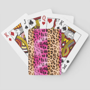 Girly Pink Cream Leopard Print Playing Cards