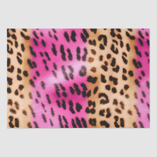 Girly Pink Cream Leopard Print Tissue Paper (Front)