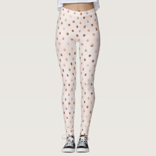 Girly Pink Cream Tan Dots Leggings