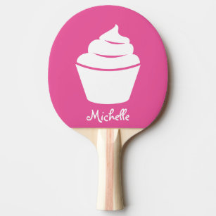 Girly pink cupcake table tennis ping pong paddle