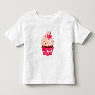 Girly Pink Cupcake With Sprinkles and Cherry Toddler T-Shirt