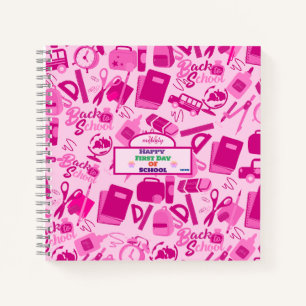 girly pink Customisable Back to School Pattern Notebook