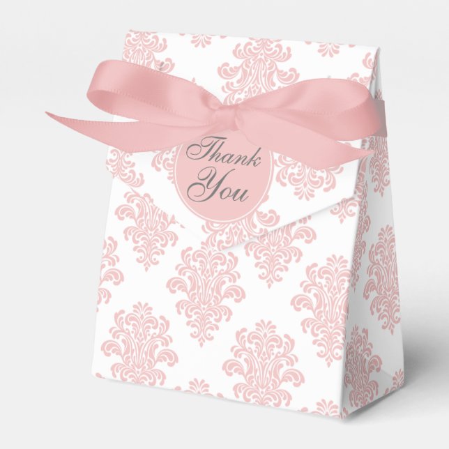 Girly Pink Damask Custom Favour Box (Front Side)