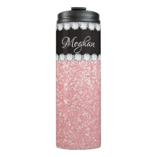 Girly Pink Diamond Personalised Thermal Tumbler