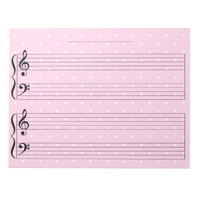 Girly Pink Extra Wide Rule Kids' Piano Music Notep Notepad (Front)
