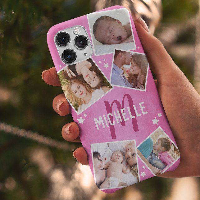Girly Pink Family Photo Collage Case-Mate iPhone Case (Creator Uploaded)