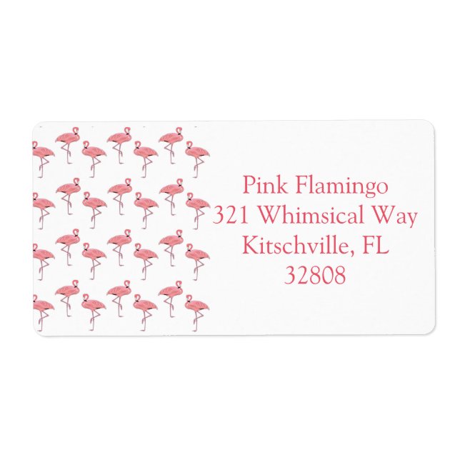 Girly Pink Flamingo Pattern Custom Labels (Front)
