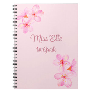 Girly Pink Floral Custom  Notebook