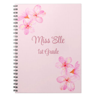 Girly Pink Floral Custom  Notebook