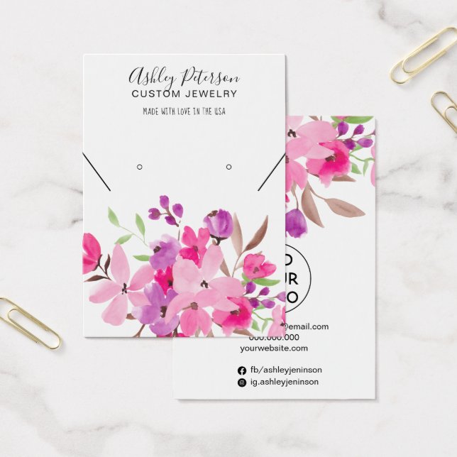 Girly pink floral jewellery earring necklace displ (Office)