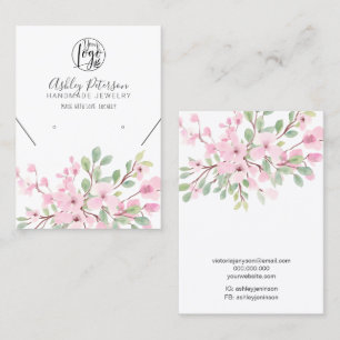 Girly pink floral logo jewellery earring necklace business card