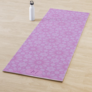 Girly Pink Floral Pattern Colourful Yoga Mat