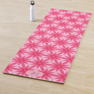 Girly Pink Floral Pattern Colourful Yoga Mat