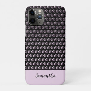 Girly Pink Floral Personalised Black  iPhone 11 Pro Case