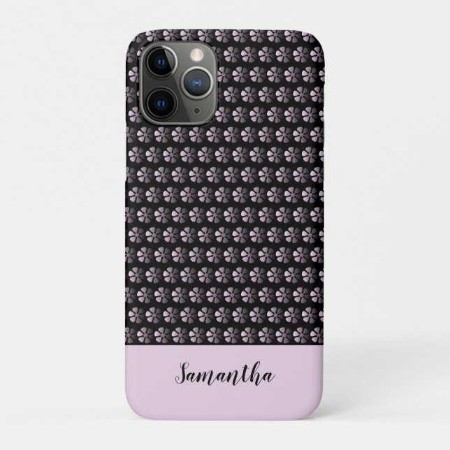 Girly Pink Floral Personalised Black  Case-Mate iPhone Case (Back)