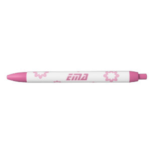 Girly Pink Floral Personalised Name Pen