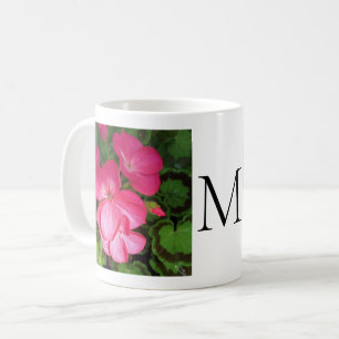 Girly Pink Flower Photo Monogram  Coffee Mug