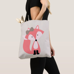 Girly Pink Fox Tote Bag