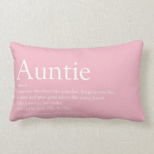 Girly Pink Fun Best Ever Aunt Auntie Definition Lumbar Cushion