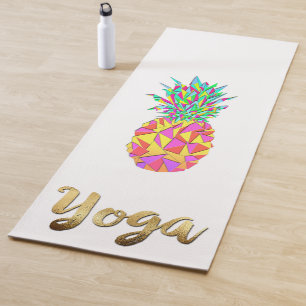 Girly Pink Geometric Triangles Pineapple Gold Yoga Yoga Mat