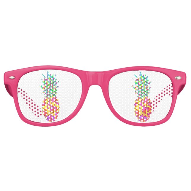 Girly Pink Geometric Triangles Pineapple Retro Sunglasses (Front)