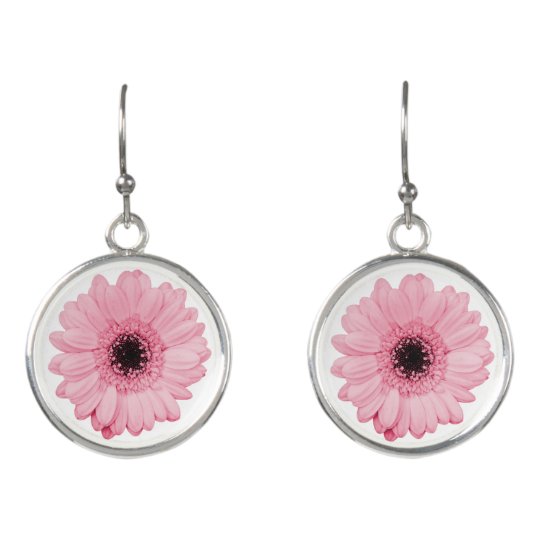 Girly Pink Gerbera Flower Elegant Drop Earrings Zazzle Co Uk