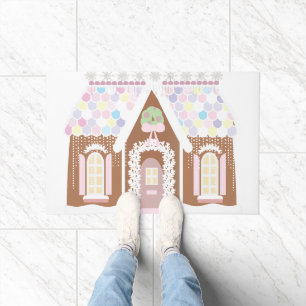 Girly Pink ginger bread house door mat