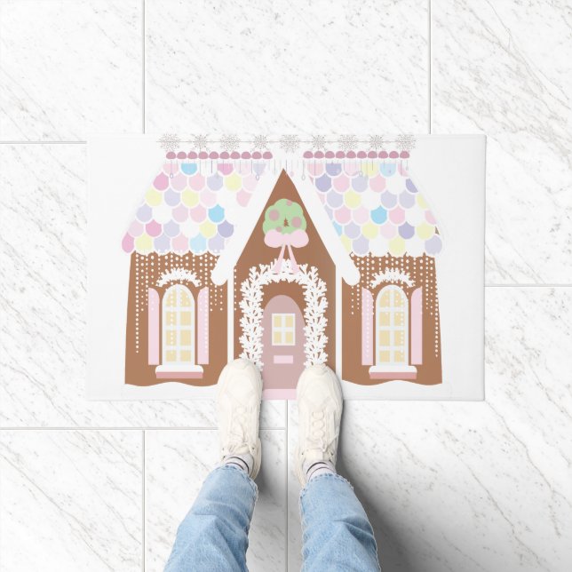 Girly Pink ginger bread house door mat (Indoor)
