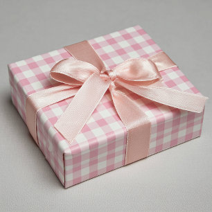 Girly Pink Gingham Wrapping Paper