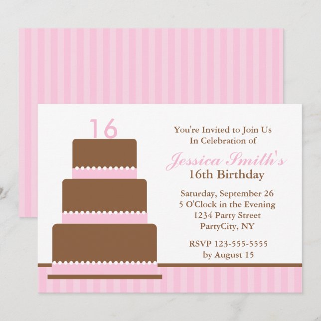 Girly Pink Girls Birthday Party Invitation (Front/Back)