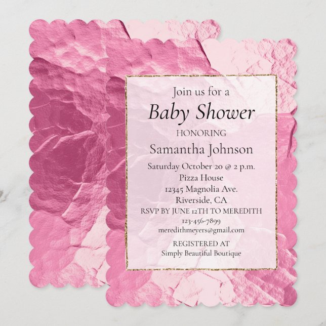 Girly Pink Glam Baby Shower Invitation (Front/Back)