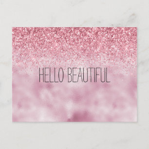 Girly Pink Glam Glitter Postcard