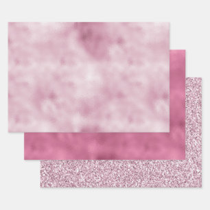 Girly Pink Glam Glitter sparkle Wrapping Paper Sheet