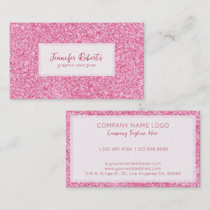 Girly pink glam glitter texture with sparkles business card