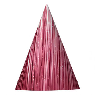 Girly Pink Glam Glitzy Tinsel Stripes Birthday Party Hat