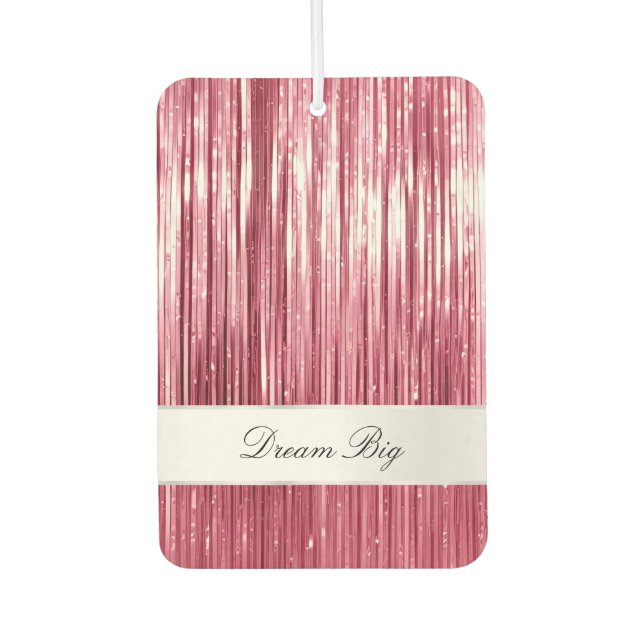 Girly Pink Glam Glitzy Tinsel Stripes  Car Air Freshener (Front)