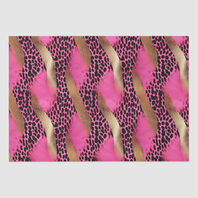 Girly Pink Glam Gold Leopard Print Tissue Paper (Front)