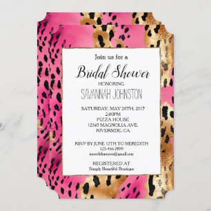 Girly Pink Glam Leopard Print Invitation
