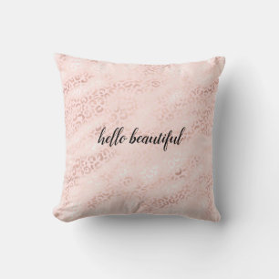 Girly Pink Glam Leopard Print Ombre Cushion