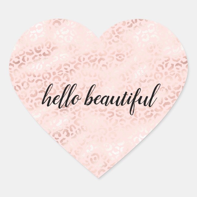 Girly Pink Glam Leopard Print Ombre Heart Sticker (Front)